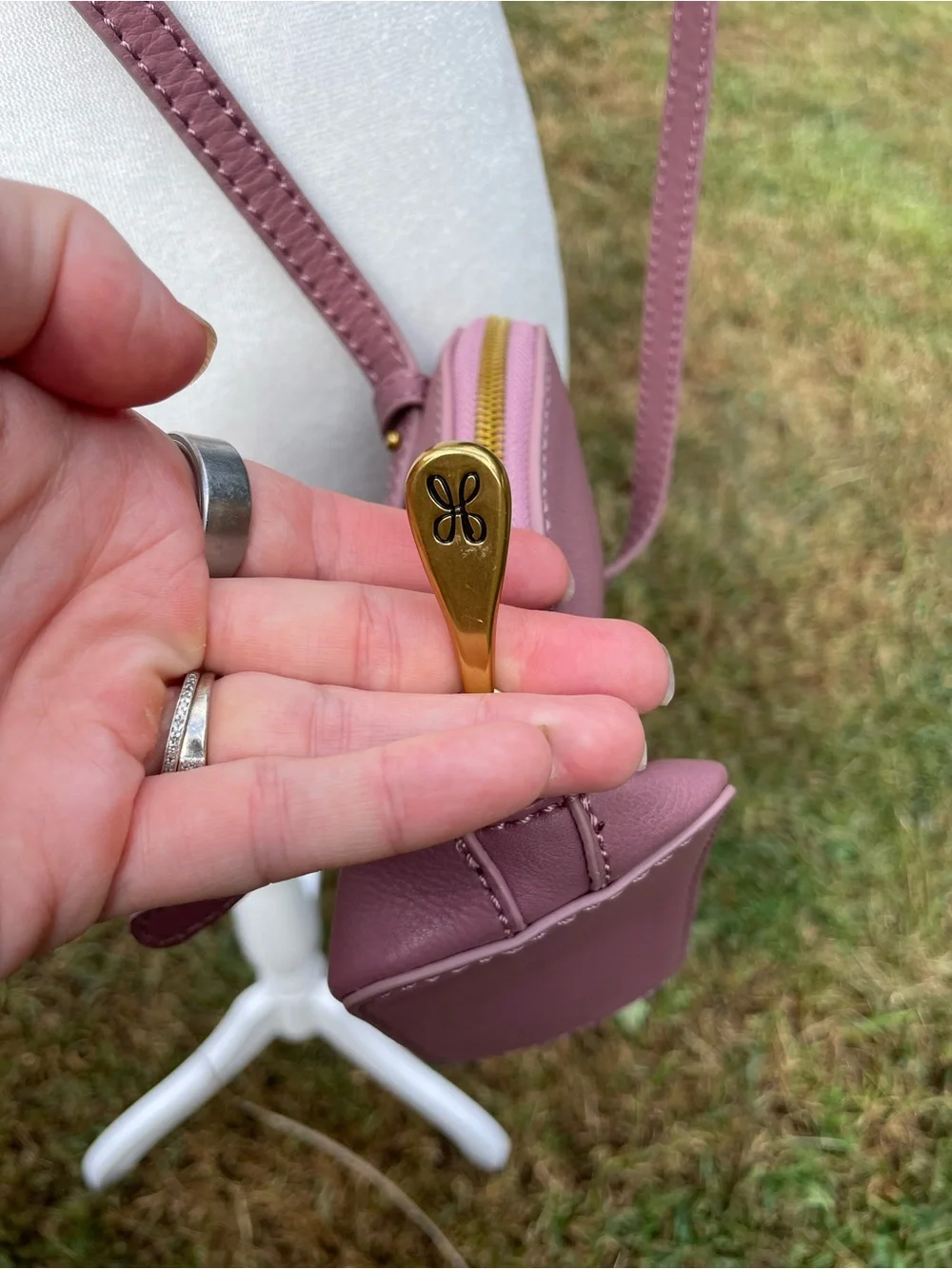 HOBO Mauve Leather Fringe Hobo Crossbody
